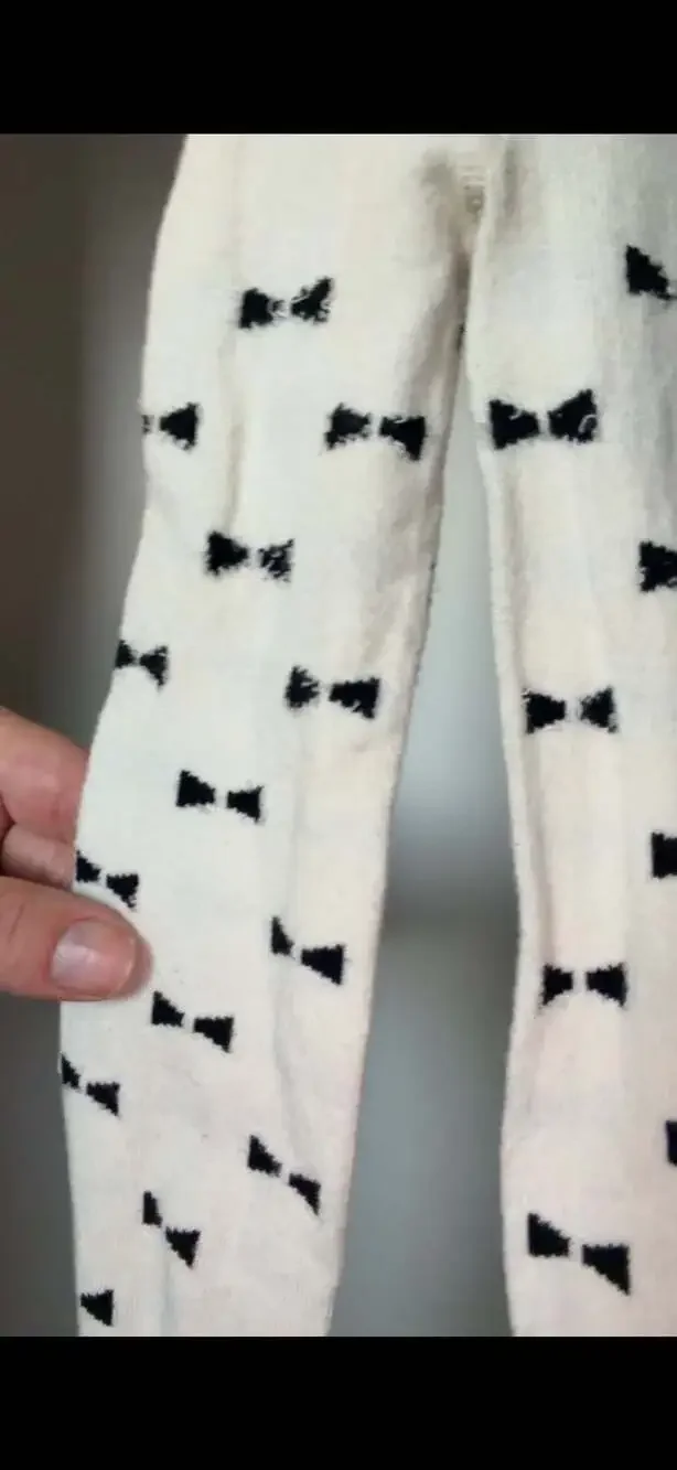 Wonder Nation Toddler Girls Cream and Black Bow Knit Tights Size 2T_K11